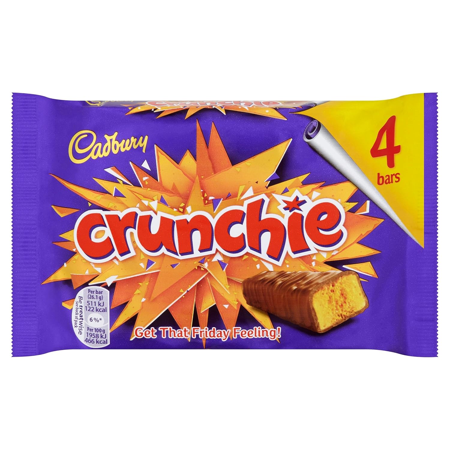 Cadbury Crunchie (4 x 26.1g Chocolate Bars) 104.4g UK / British Chocolate