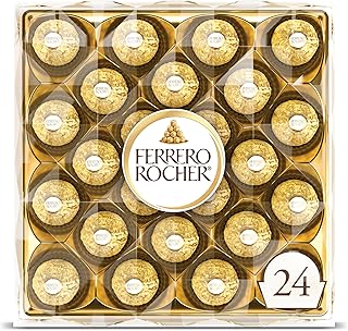 Ferrero Rocher, 24 Count, Gourmet Milk Chocolate Hazelnut, Chocolate Gift Box, Individually Wrapped, 10.6 oz