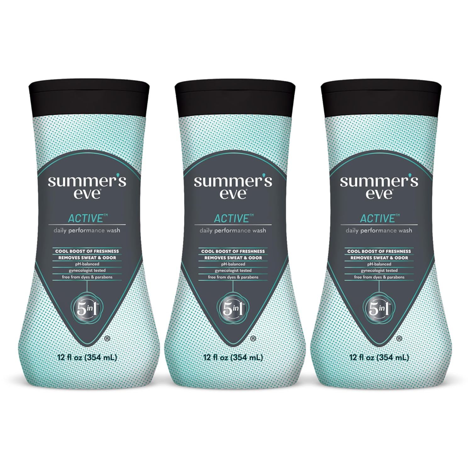 Summer's Eve Active Daily Performance All Over Feminine Body Wash, Feminine Wash pH Balanced, 12 fl oz bottle 3 Pack