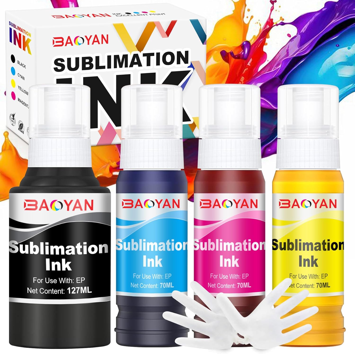 Sublimation Ink Refilled Bottles Compatible for ET-2800 ET2400 ET2720 ET2760 ET2750 ET4800 ET-2803 ET-2850 Inkjet Printers Heat Press Transfer on Mugs T-Shirts(4 Bottles)