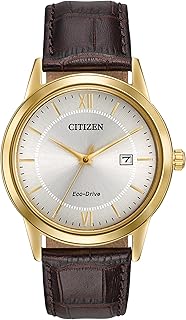 Citizen Men's Classic Eco-Drive Leather Strap Watch, 3-Hand Date