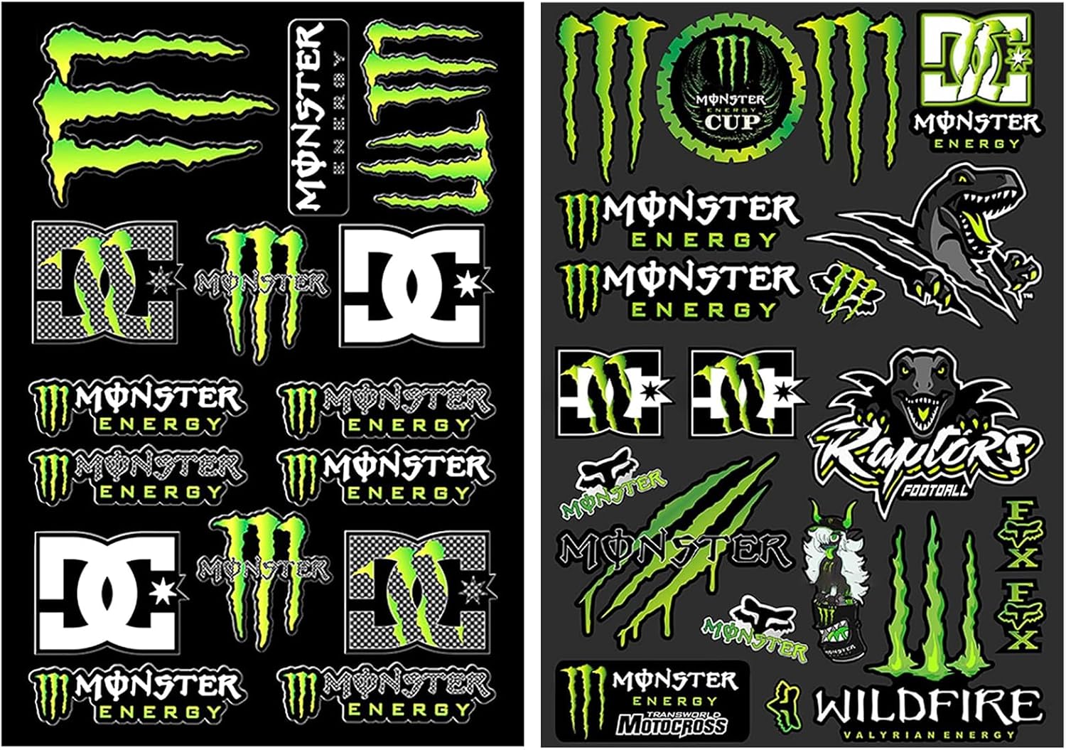 2 Pcs Monster Energy Stickers for Motorbike Helmet, Car, Bike, Skateboard, Laptop, Bicycle - Funny Cartoon Decals (Claws)