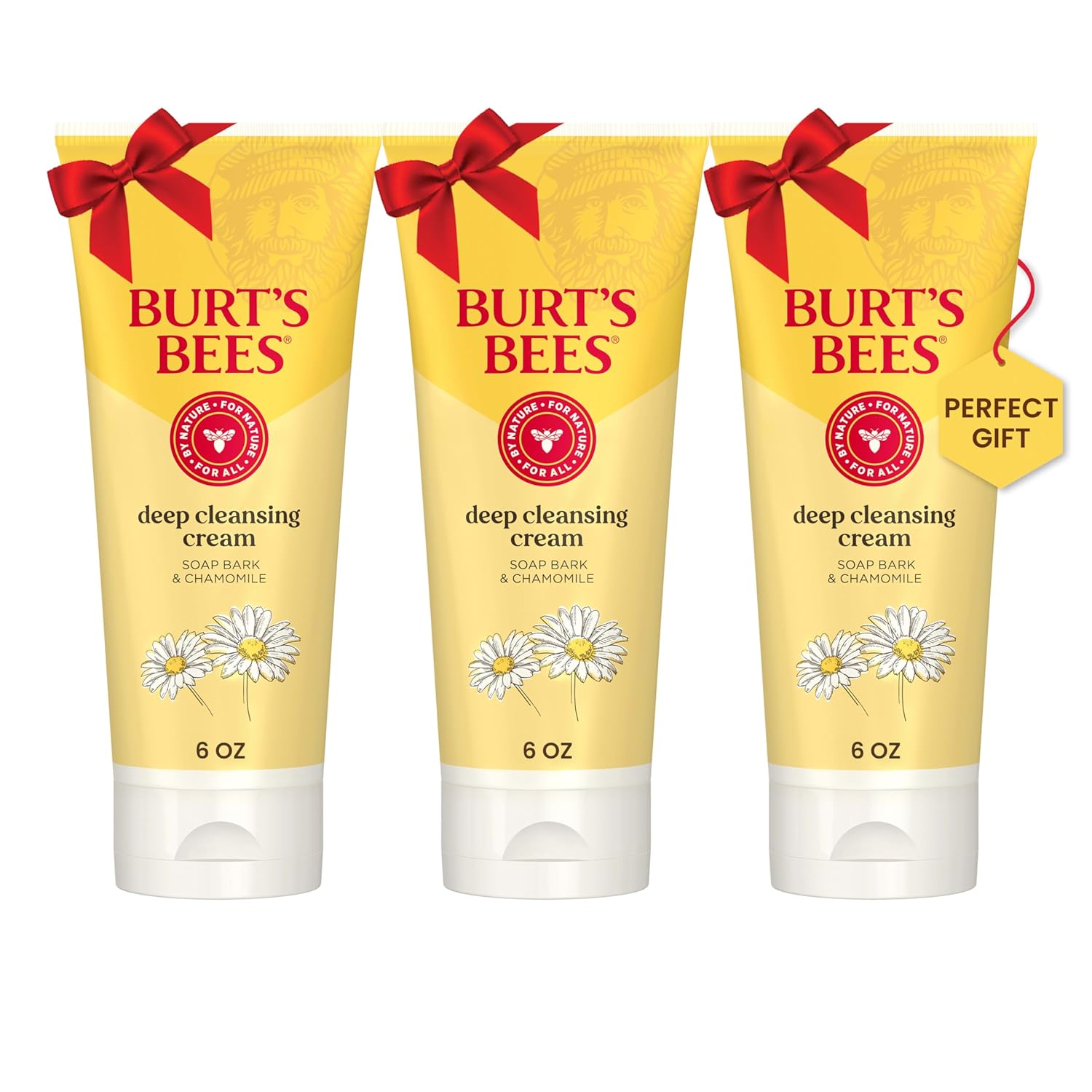 Burt's Bees Face Wash, Deep Facial Cleansing Cream, College Back to School Dorm Essentials, All Natural Cleanser with Chamomile, 6 Ounce (Pack of 3) (Packaging May Vary)