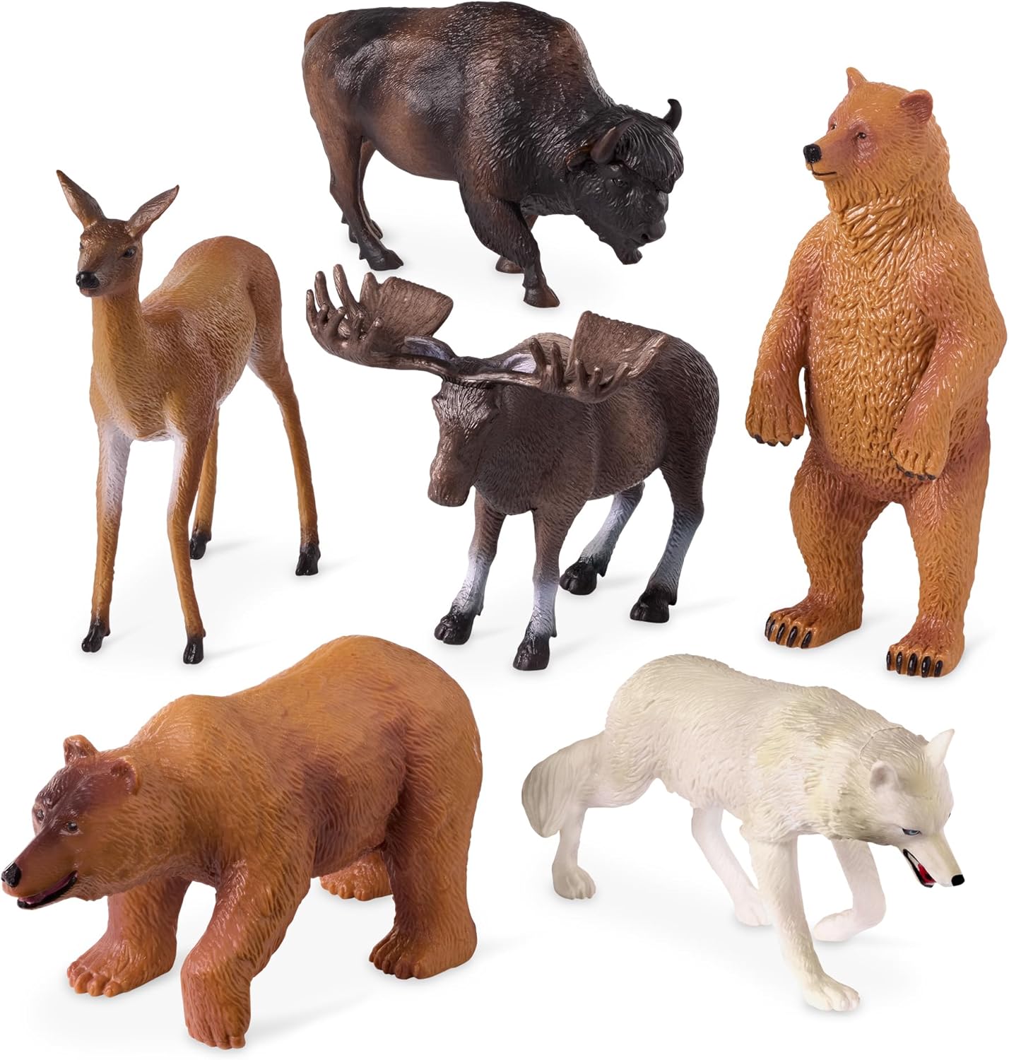 Terra by Battat – Wild Animal Figurines – 6 North American Animals – Bears, Wolf, Moose & More – Animal Toys For Kids – 3 Years + – North American Animals Set 2