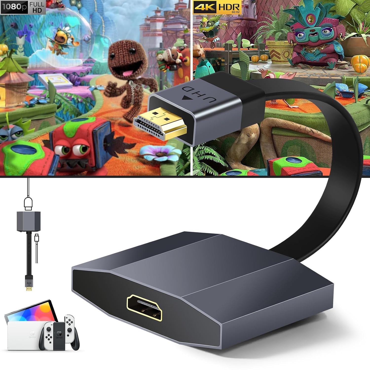 Game Console 4k Upscaler,Upgrade Your Graphics Card in Real Time with No Lag,Enhance the original 2K game console to 4K@60 display,for Nintendo Switch,Wii, DreamCast,Xbox,Playstation,Gamecube and more