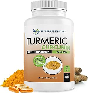 Turmeric Curcumin Supplement - 2250mg/d - Veggie Caps - 95% Curcuminoids with Black Pepper Extract (Bioperine) - 750mg Capsules - 100% Organic - Most Powerful Turmeric (180 Count)