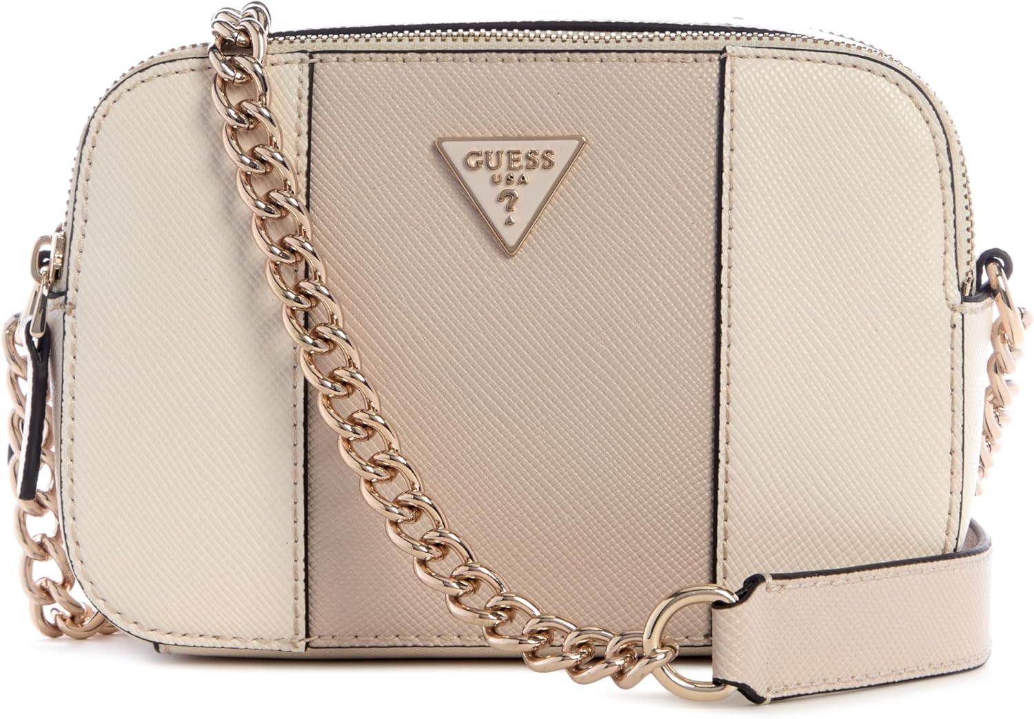 GUESS Women's Noelle II Crossbody Camera Shoulder Bag, Off White/Taupe, One Size