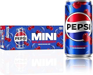 Pepsi Wild Cherry Cola Soda Pop Mini Cans, 7.5 Ounce Mini Cans (10 Pack) (Packaging May Vary)​