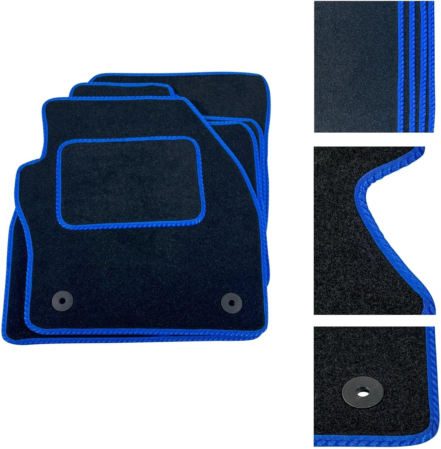 DB Bespoke - Tailored Car Mats - Compatible with Daihatsu Sirion 1998-2005 - Black Carpet - Non-Slip Carpet Mat - 4 pc Complete Car Floor Mats with No clips clips - BLUE
