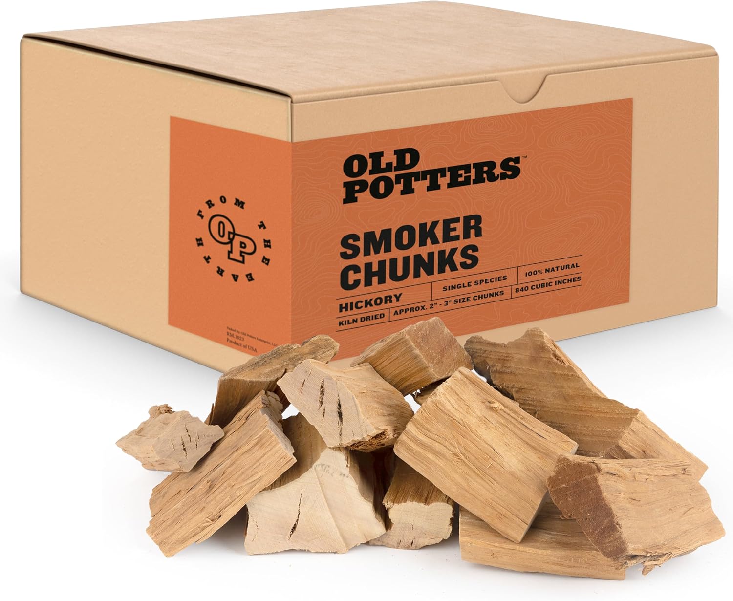 Smoker Wood Chunks 13-16 lbs for Grilling, Smoking, and Wood Fire Cooking ~ 2 x 3 Inches, (Hickory, 790 Cu in.)