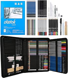 H & B 72PCS Drawing Supplies Sketching Set,Art Kit include Drawing & Colored Pencils for Adults Artists Kids.Pro Art Sketch Supplies with Sketchpad,Watercolor & Metallic Pencils