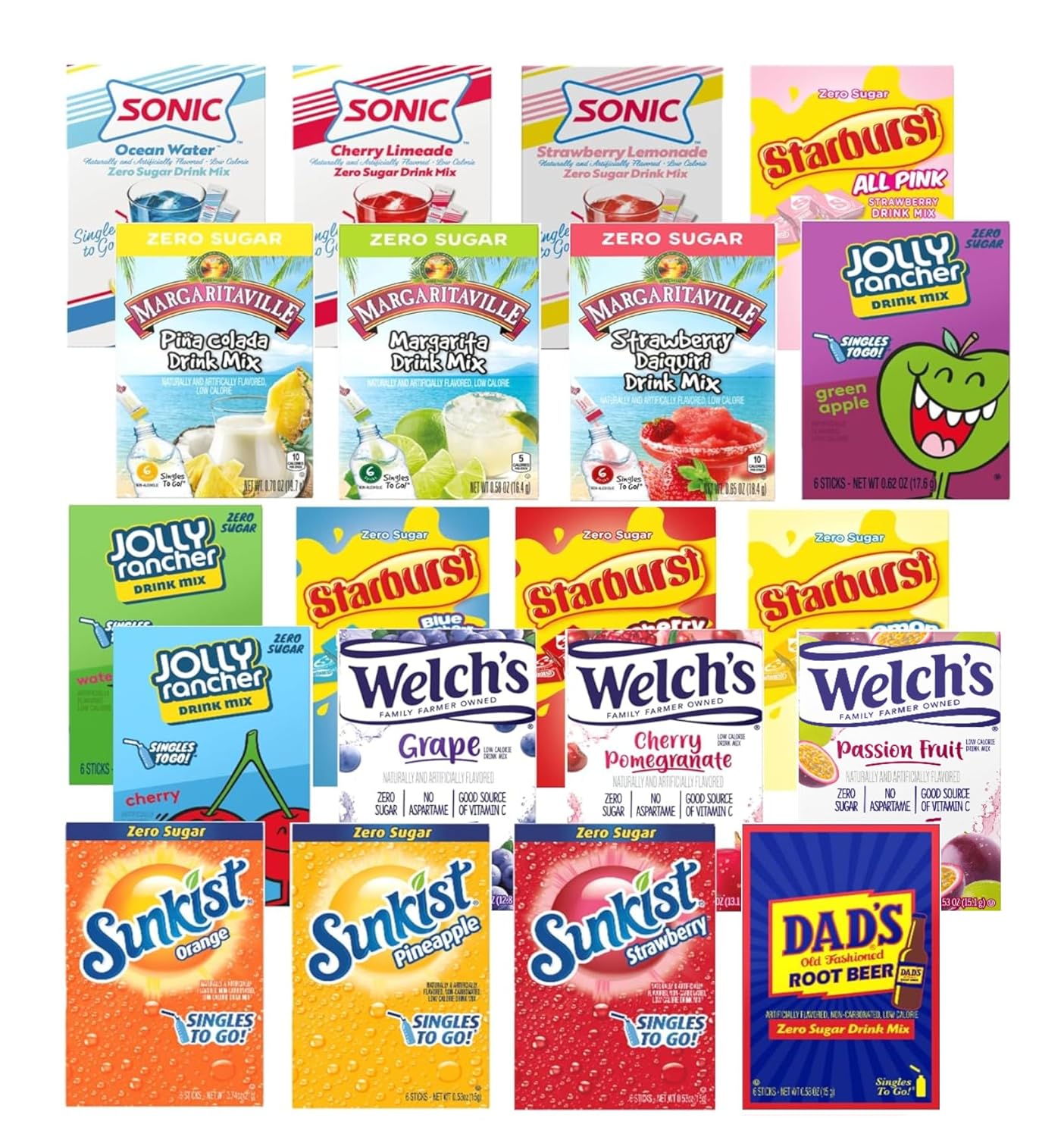 Singles To Go! Drink Mix Large Variety Pack - Flavors Inspired by Watertok - Pack of 20 Different Flavors - 20 Boxes Total - One of Each Flavor - Flavors Shown in Picture