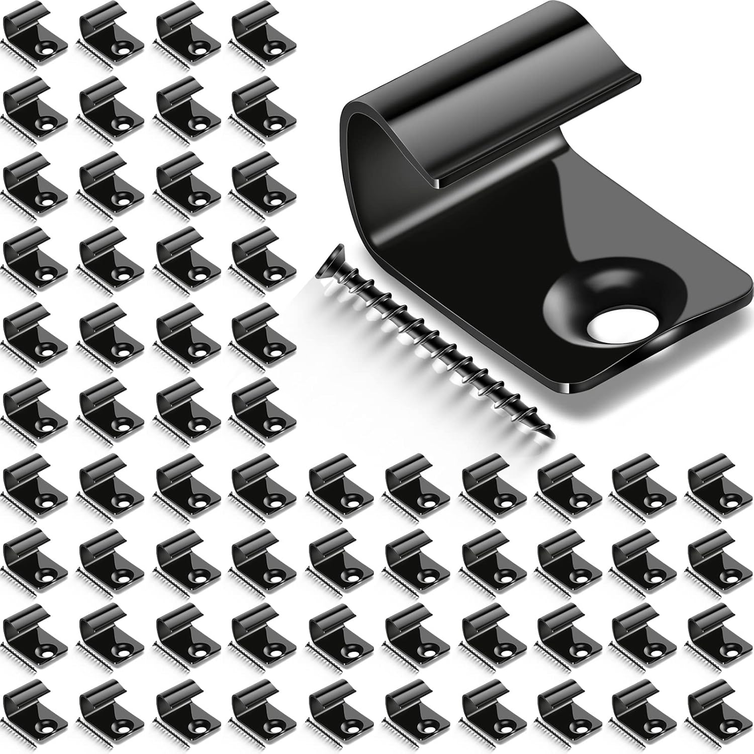 304 Stainless Steel Start Clips Black Deck Clips Universal Decking Clips with Decking Screws for Composite Deck Boards, Hidden Fasteners (80 Pack)