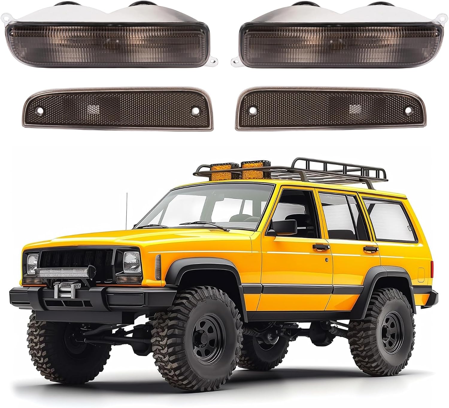 ECOTRIC Bumper Turn Signal Lights Compatible with 1997-2001 Jeep Cherokee