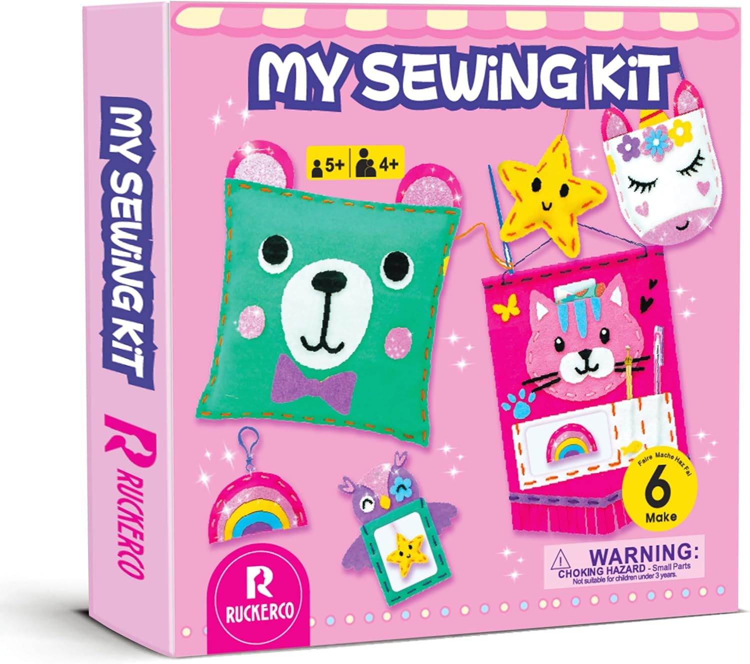 Crafts For Kids Ages 4-8 My First Sewing Kit, 6 Pcs DIY Projects Of Stuffed Animals And Pillows Craft For Kids Toys For 6-10 Year Old Girl Birthday Giftt, Kindergarten Graduation Gifts Embroidery Kit