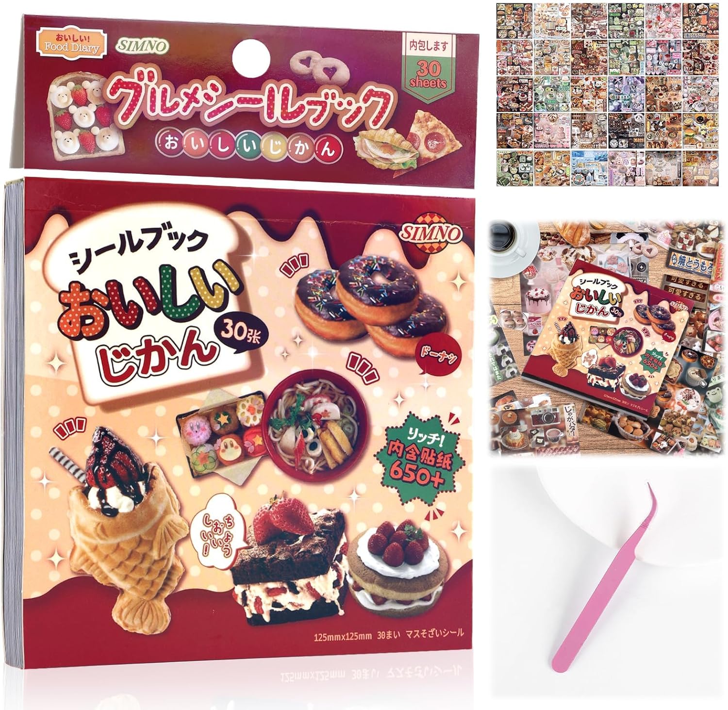 Tmtains 30 Sheets Japanese Manga Style Sticker Book 650+Pcs Heisei Retro Food Daily Life Theme Books Style Korean Sticker Vintage Aesthetic Japanese Stickers Book for Adults Valentine Gifts (Food 2)