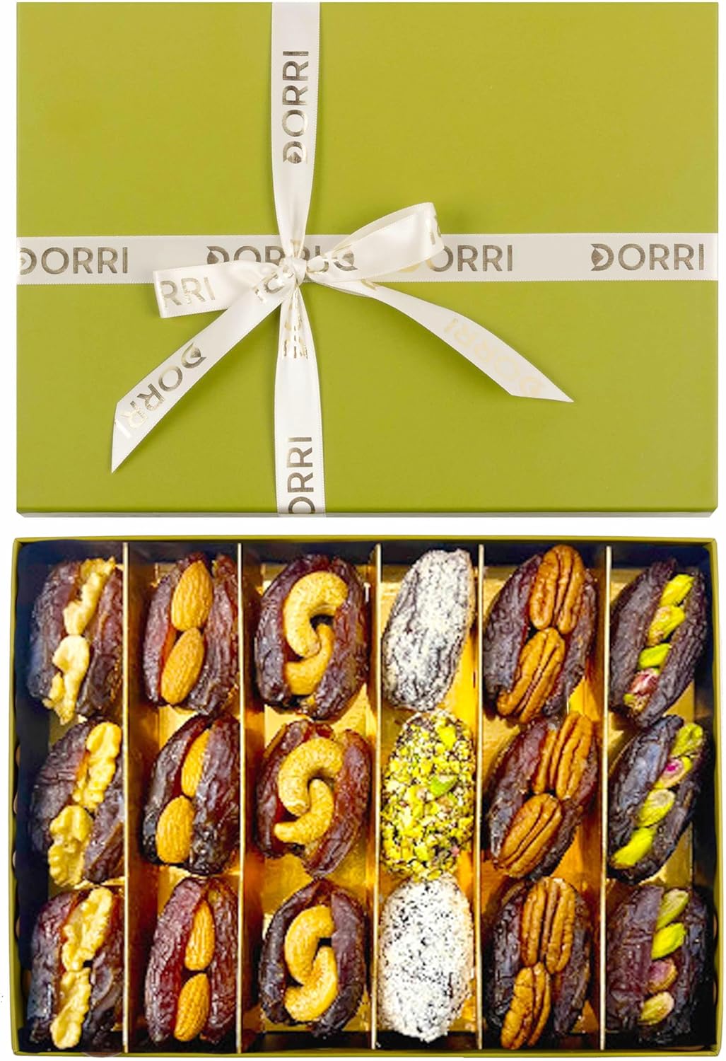 Dorri - Filled Medjool Dates with Nuts 550g - Premium Medjool Dates - Almond Nuts, Cashew, Pecan, Pistachio, Walnut - Dried Fruit Gift Set
