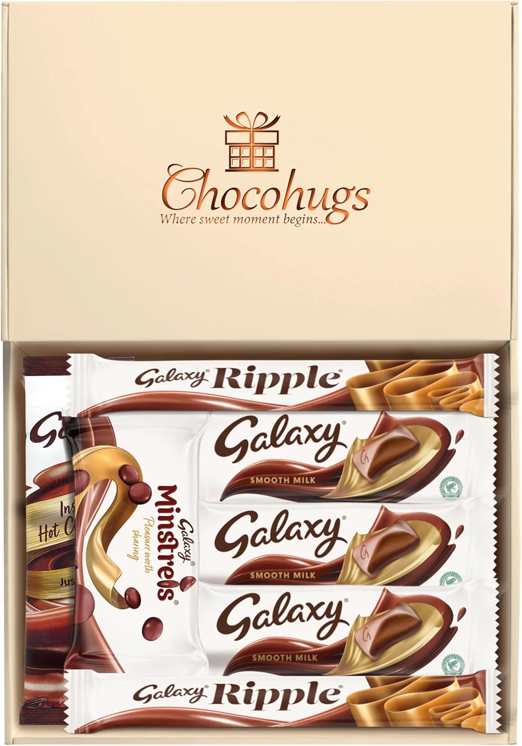 Chocohugs Chocolate Gift Box Hamper | Filled with Galaxy Smooth Milk Chocolates, Minstrels, Ripple | Gift Box | Gift for Children, Mother, Father, Teacher | Treat Box (Standard, All Occasions 2)