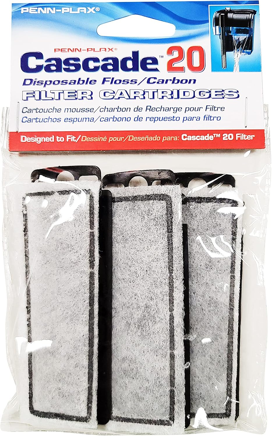 Penn-Plax CPF6C3 Cascade Hang-on Power Filter Replacement Media- Pack of 1 (3 count)