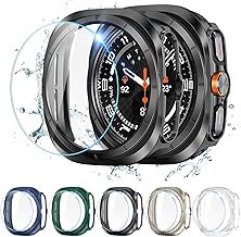 KIMILAR [5+5 Pack] Galaxy Watch 7 Ultra Screen Protector Case 47mm, Anti-Fog Tempered Glass Screen Protective Film Plus Hard PC Protective Bumper Compatible with Samsung Galaxy Watch Ultra 47mm