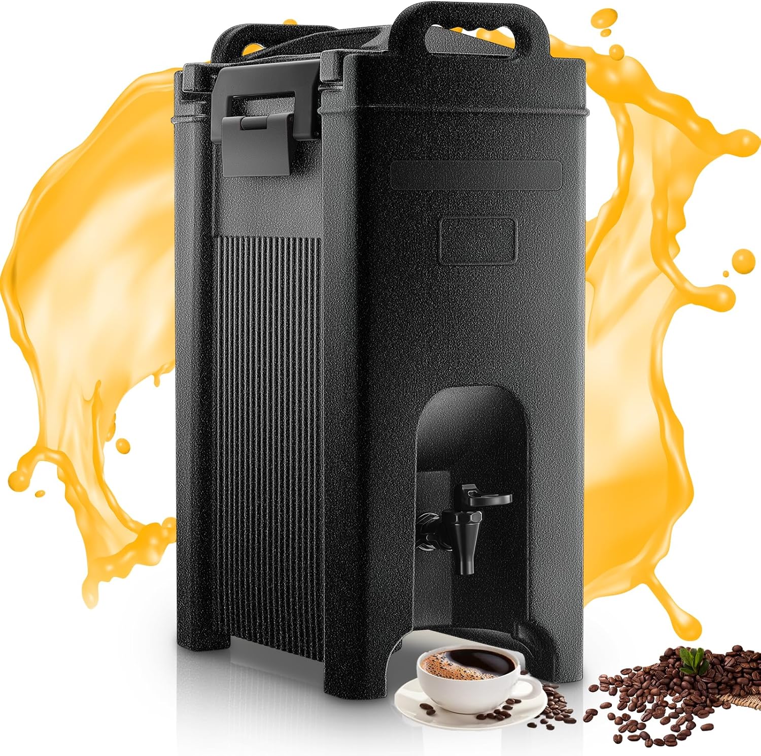 Insulated Beverage Dispenser 5-Gallon, Food-Grade Material Cold and Hot Drink Container with Faucet, Handles, Commercial Drink Dispenser Cooler for Coffee, Tea, Party, Catering Serving, Black