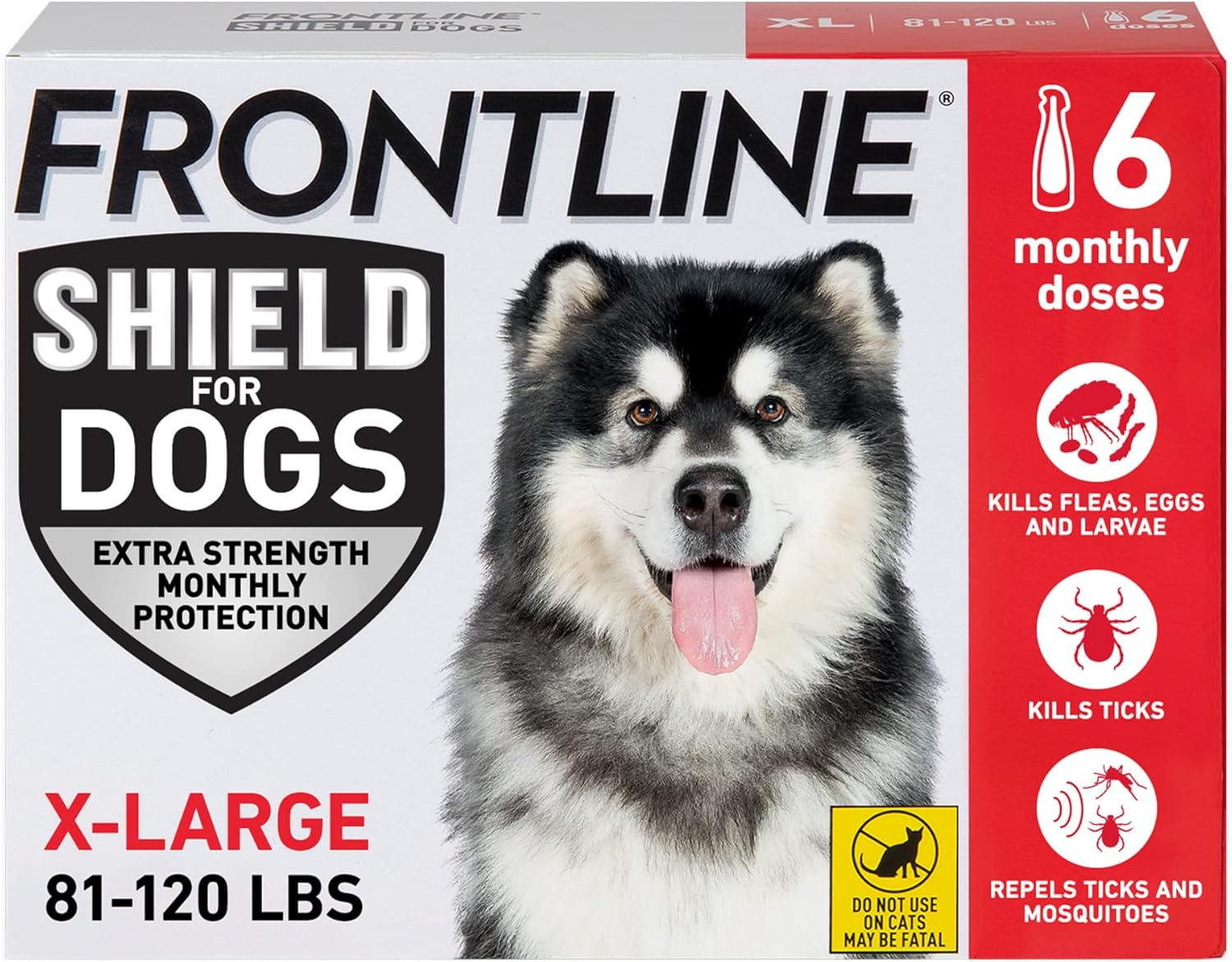 Frontline Shield Flea & Tick Treatment for X-Large Dogs 81-120 lbs. Count of 6