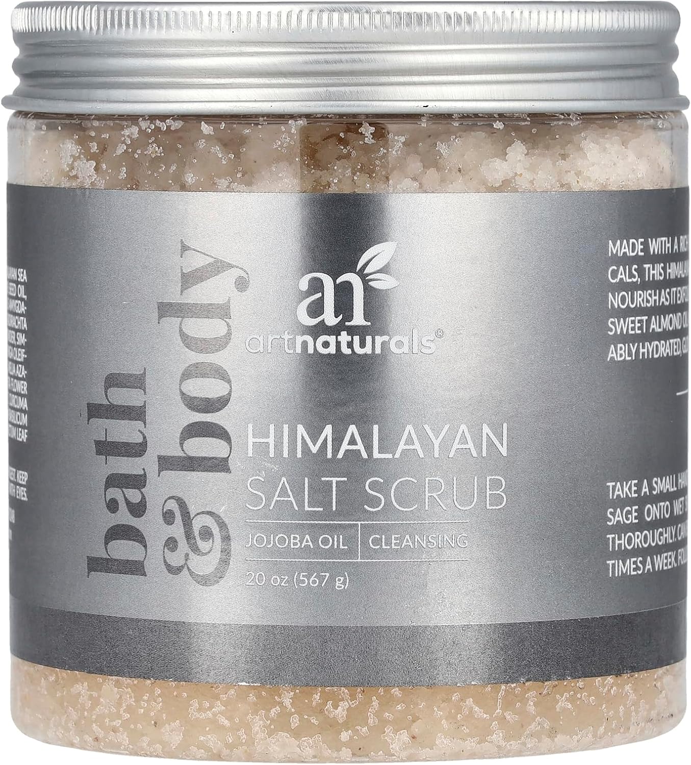 ArtNaturals Himalayan Salt Body and Face Scrub - (20 Oz / 567g) - Deep Cellulite Cleansing Exfoliator with Sugar, Shea Butter, Exfoliating Dead Sea - Natural Pink for Hand, Skin and Facial.
