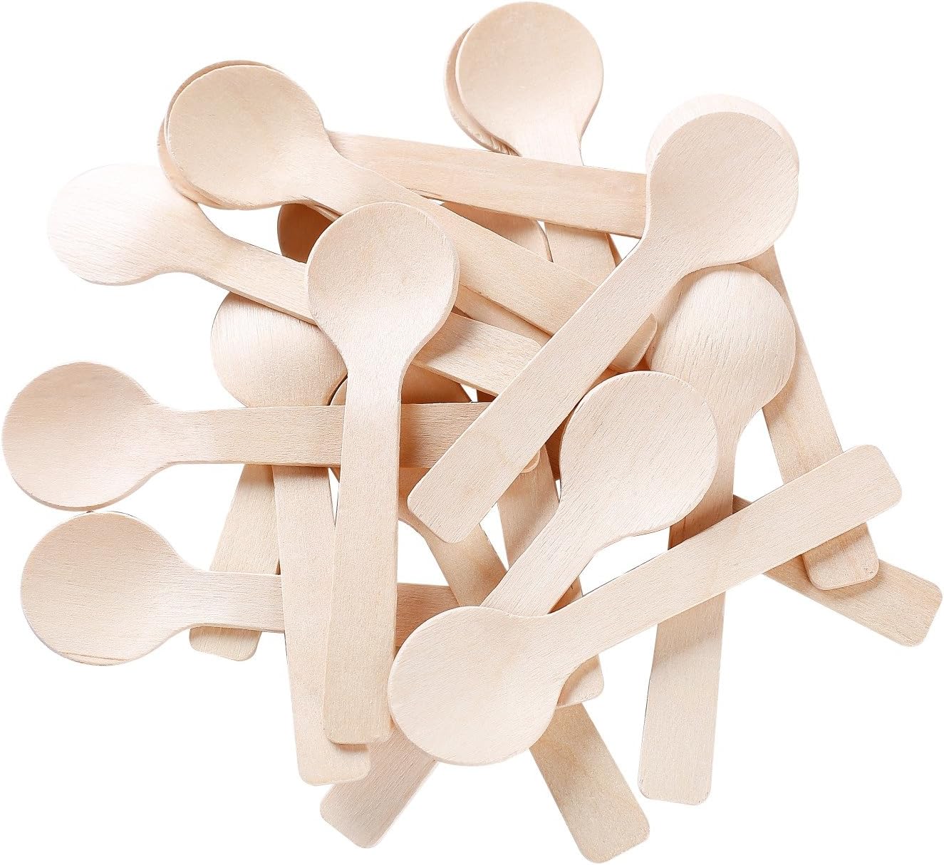 Gmark 4" Mini Wooden Spoons 200 ct, Biodegradable Compostable Birchwood (200pcs/bag) GM1042