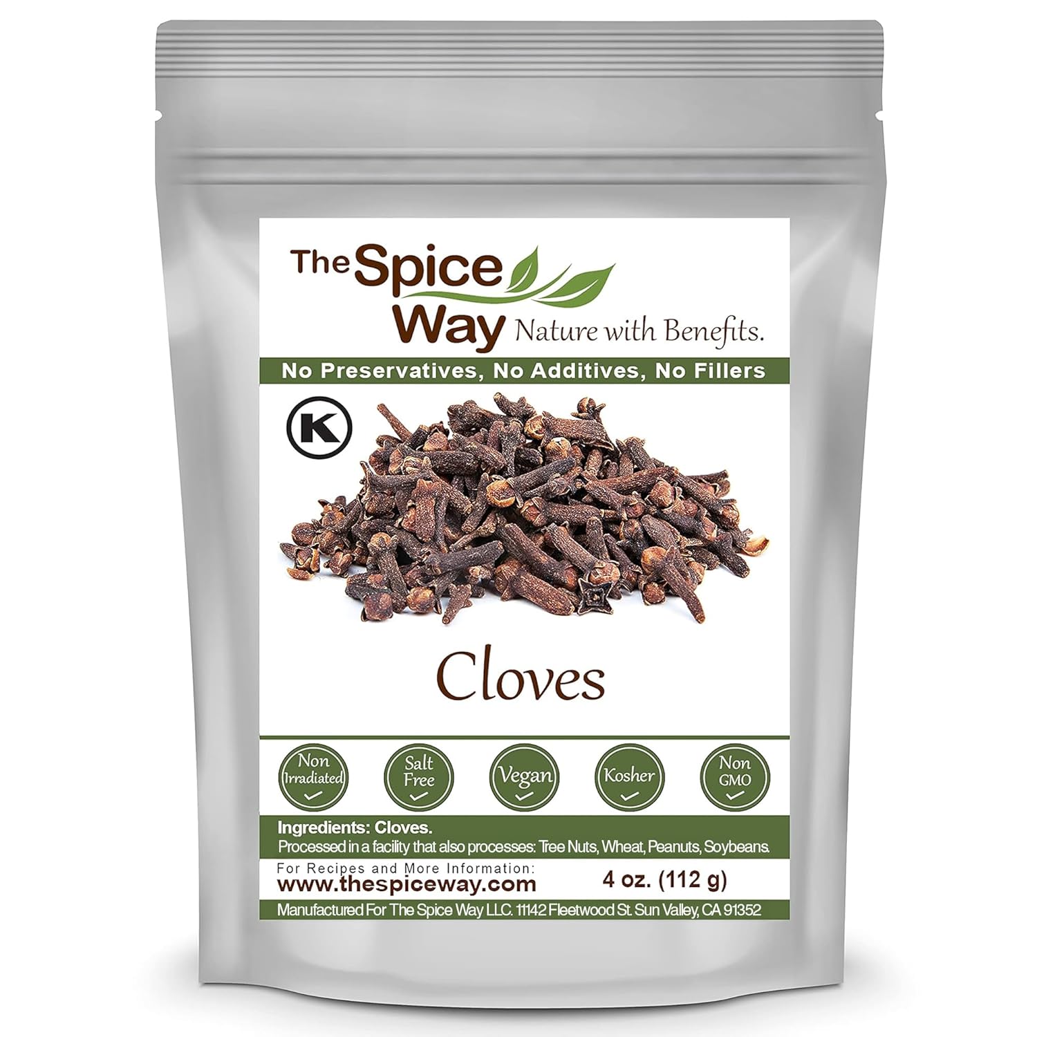 The Spice Way Cloves - whole (4 oz)| clove spice, for many savory dishes and even tea - Whole Cloves Resealable Bag