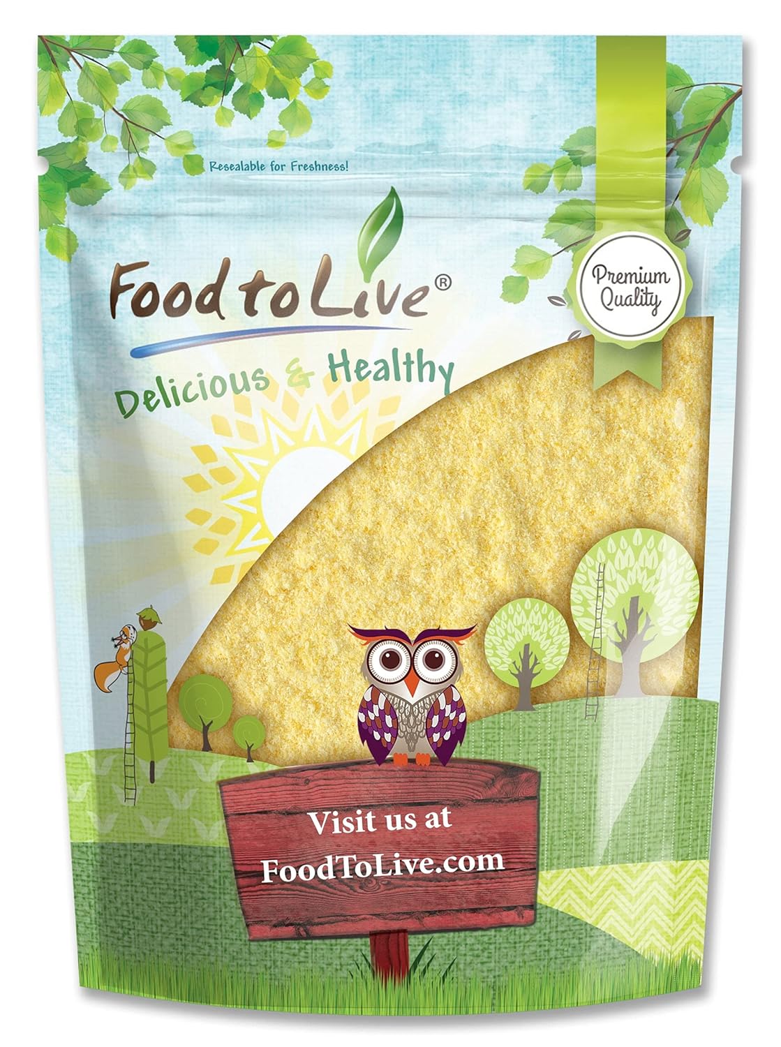 Food to Live Corn Flour, 2.5 Pounds - Made from Whole Grain, Finely Ground Meal, Vegan, Kosher, Bulk, Great for Cooking and Baking Cornbread, Muffins, Pancakes, Waffles and Tortillas