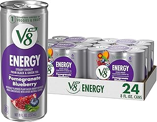 V8 +Energy Pomegranate Blueberry Juice Energy Drink, 8 fl oz Can (24 Pack)