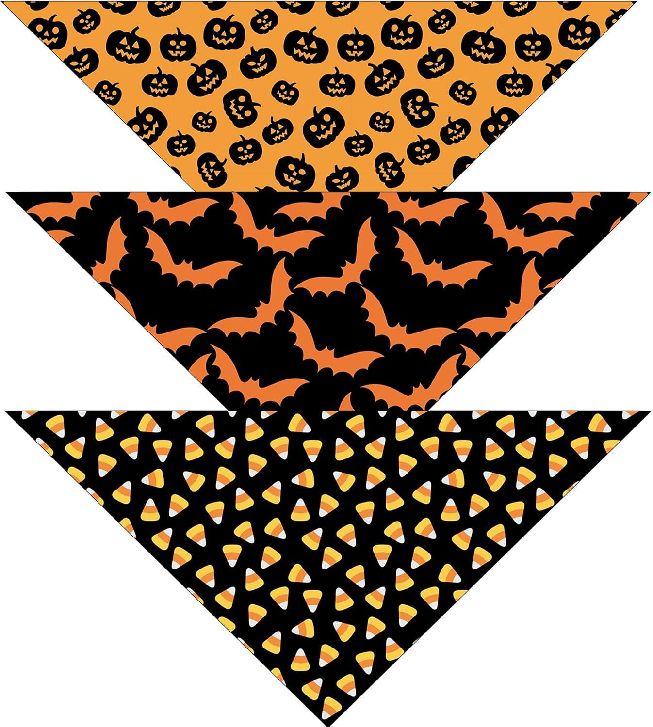 Native Pup Halloween Dog Bandana | 3 Pack | Bats, Candy Corn and Pumpkin Bandanna Handkerchief (Halloween Pack 1, Small)
