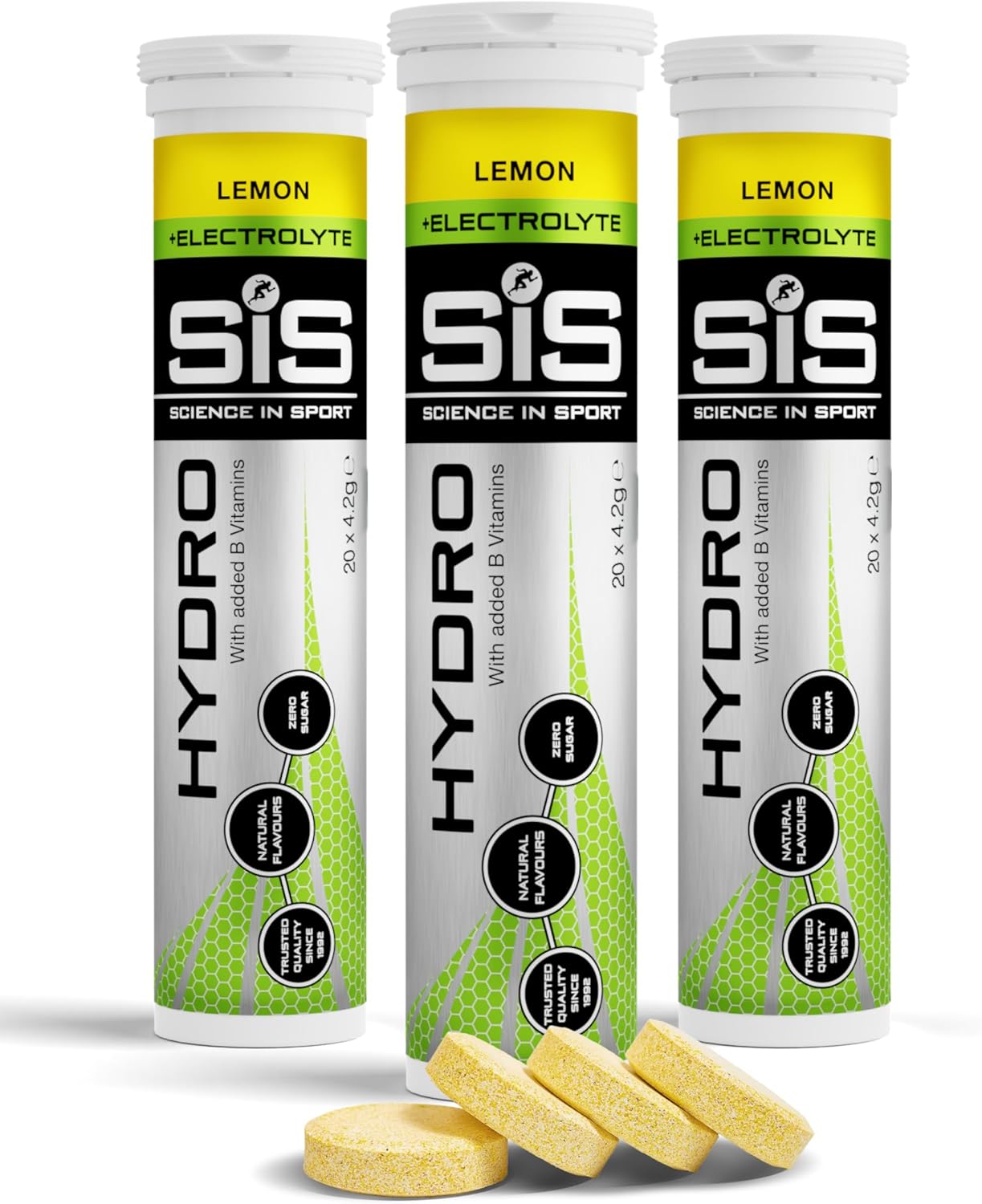 Science in Sport HYDRO Electrolyte Tablets 60 pcs. Lemon – Vegan & Gluten-Free, Ideal to Promote Hydration and Maintain Electrolytes Balance (packaging may vary)
