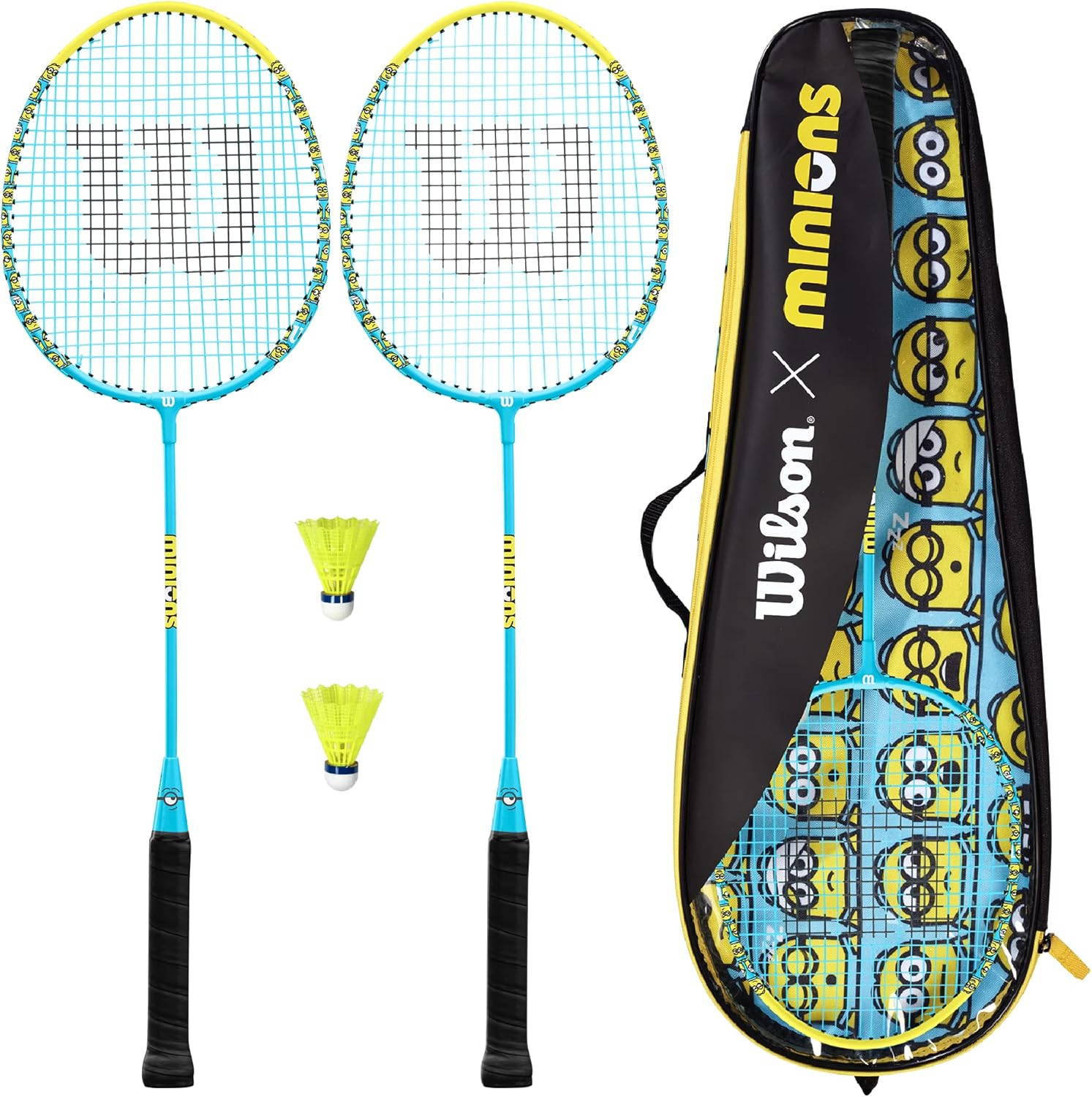 Wilson Minions Badminton Racket Set - 2 Rackets, Shuttles & Carry Case