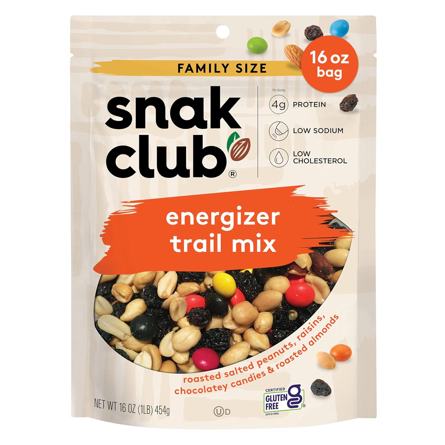 Snak Club Energizer Trail Mix with Peanuts, & Chocolate Candies, 16 oz