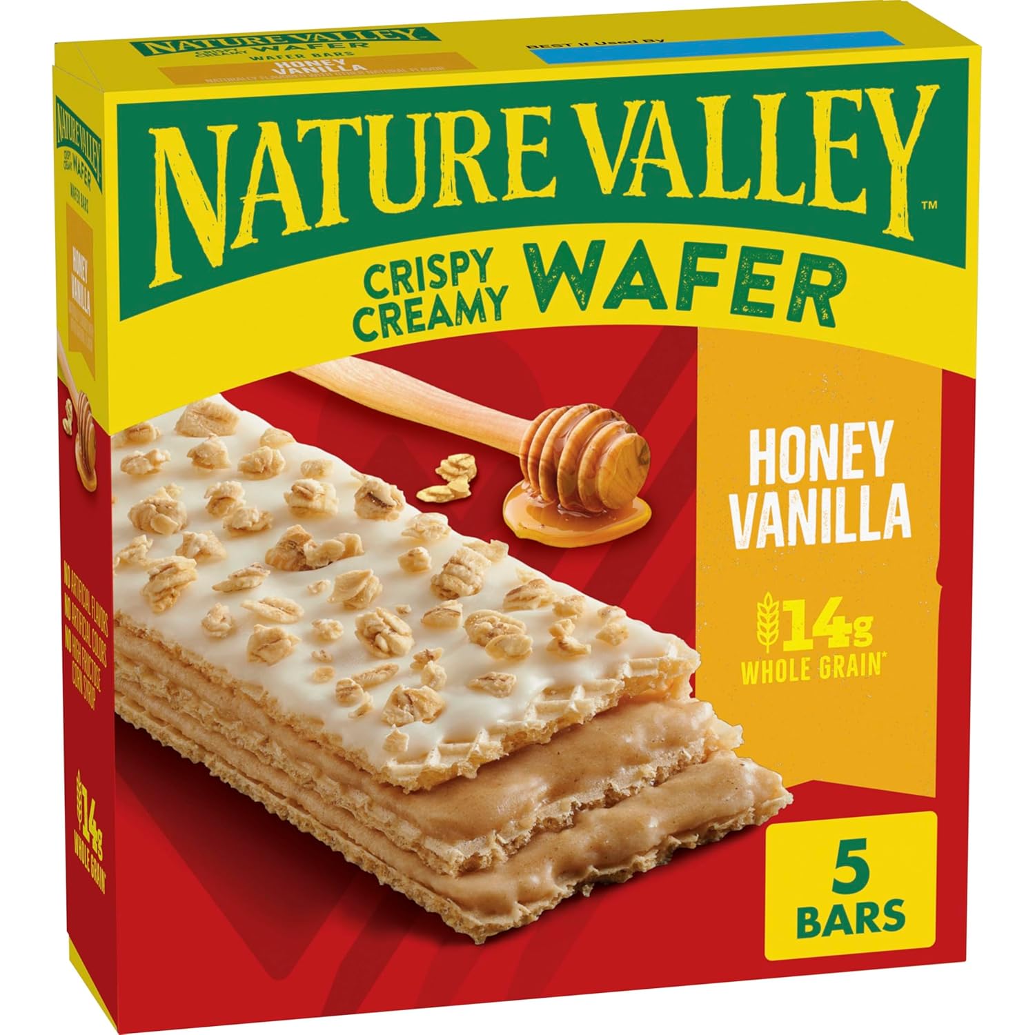 Nature Valley Crispy Creamy Wafer Bars, Honey Vanilla, Whole Grain, 5 Bars, 6.5 oz