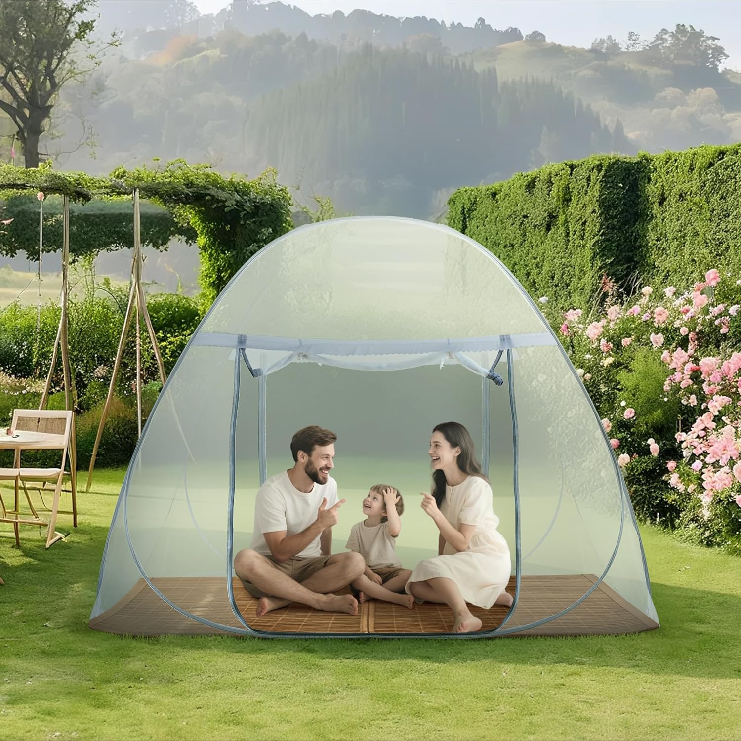 Pop-Up Mosquito Net Tent for Bed, Portable Folding Design Camping Travel Mosquito Tent with Net Bottom for Baby Adults, Easy to Install and Wash for King Size Bed 79 x 71 x 59 inch