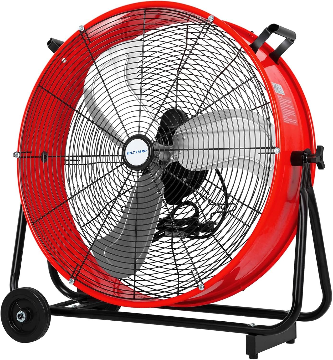 BILT HARD 24" 8100 CFM High Velocity Industrial Drum Fan, 3-Speed Heavy Duty Metal Shop Fan for Warehouse, Workshops, Garage, Factory and Basement