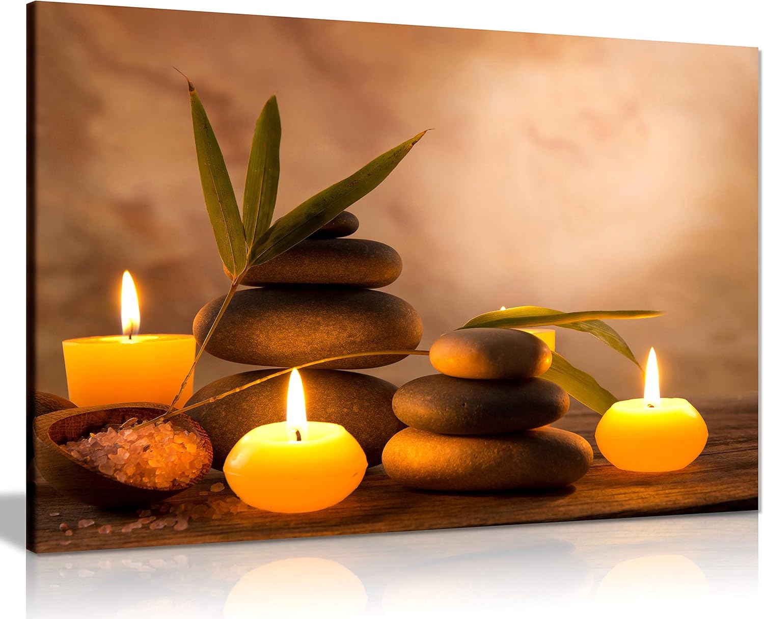 Panther Print, Canvas Wall Art and Framed Pictures for Bathroom Walls, Aromatic Candles and Zen Stones, Special Occasion Prints (36"x24")