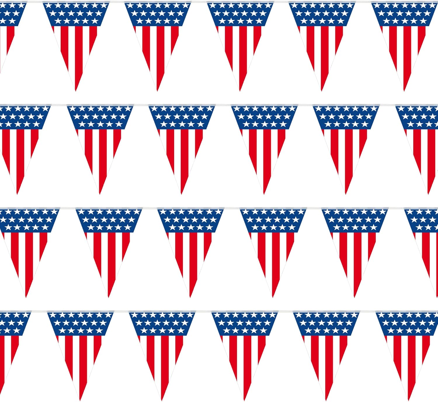 USA Flag Pennant Banner | 100’ FT. Long American String Flags | 18” Inch Tall Triangle Flag Decorations USA Party | Stars and Stripes Bunting Garland | 4th of July Patriotic Decoration | BASHOUT