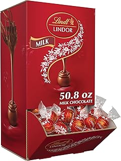 Lindt LINDOR Milk Chocolate Candy Truffles, Milk Chocolate with Smooth, Melting Truffle Center, 50.8 oz., 120 Count