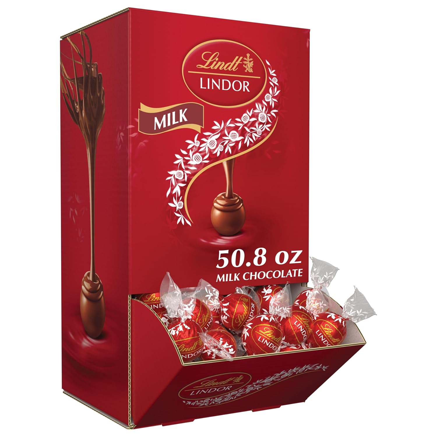 Lindt LINDOR Milk Chocolate Candy Truffles, Milk Chocolate with Smooth, Melting Truffle Center, 50.8 oz., 120 Count
