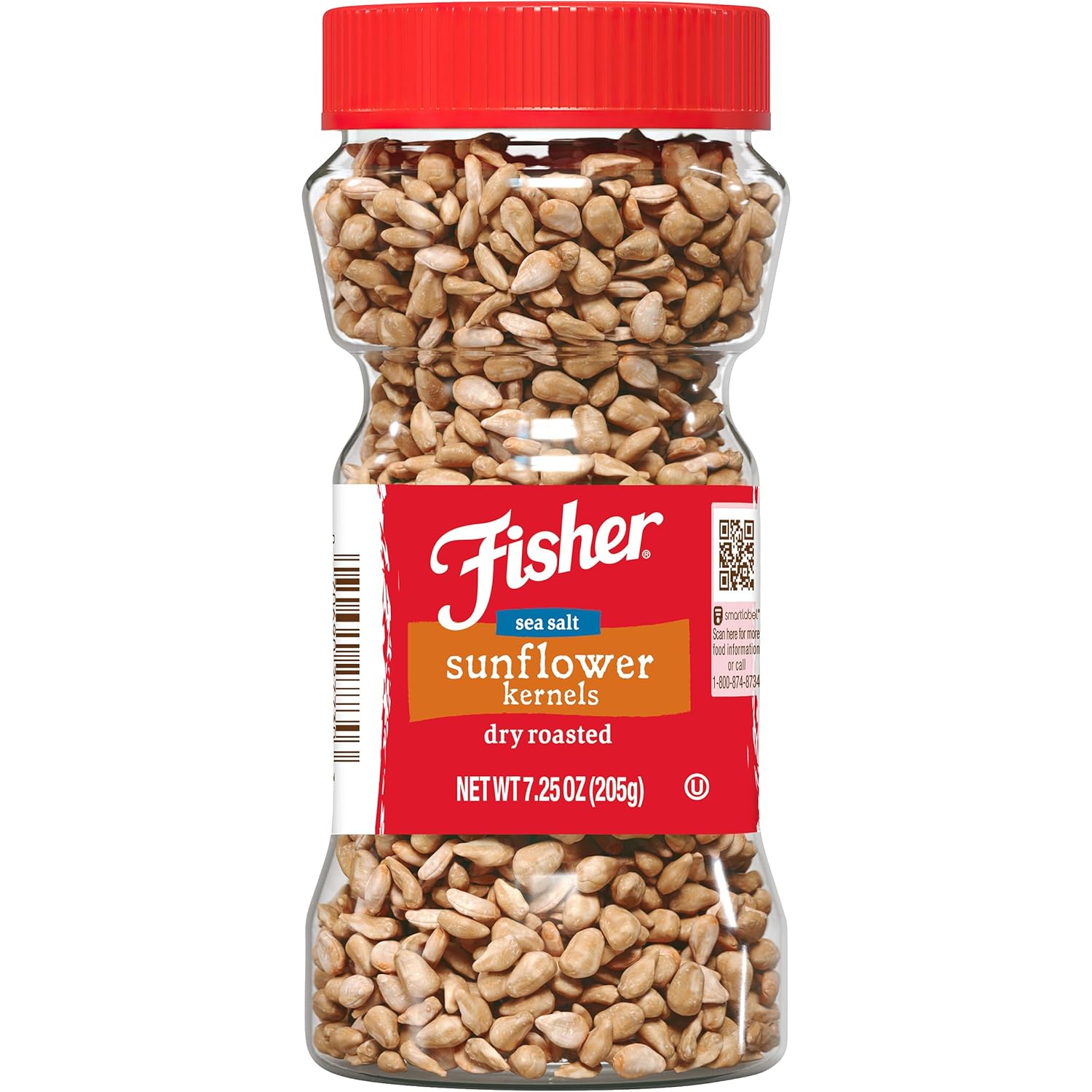 Fisher Dry Roasted Sunflower Seeds Kernels with Sea Salt, 7.25 oz, Sunflower Seeds to Eat, Gluten-Free, No Sugar Added, Crunchy Snacks for Adults, Perfect for Salads, Yogurt, & On-the-Go Snacking