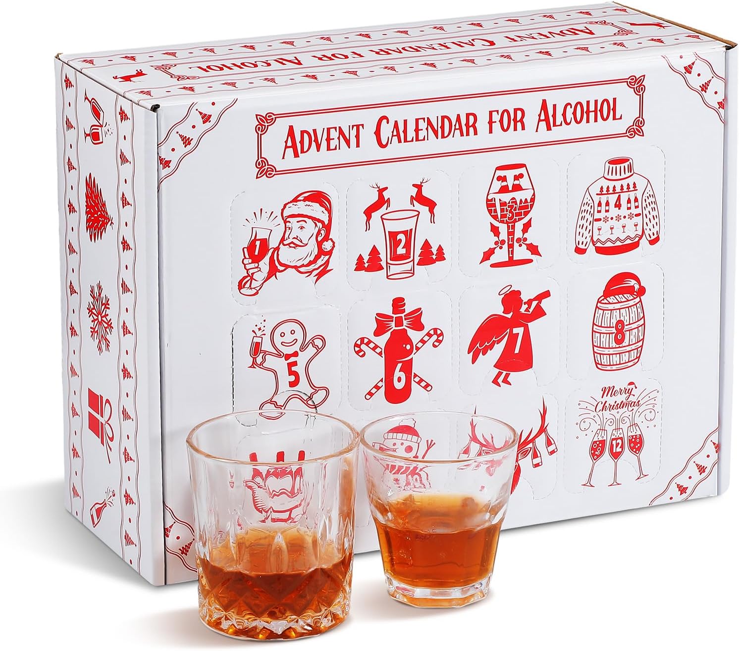 Gilprop 1 Pc Christmas Advent Calendar for Alcohol Countdown to Christmas Calendar 2025 Booze Wine Boxes Gifts Xmas Ornaments for Adults Holiday Party Decoration, Alcohol Not Included