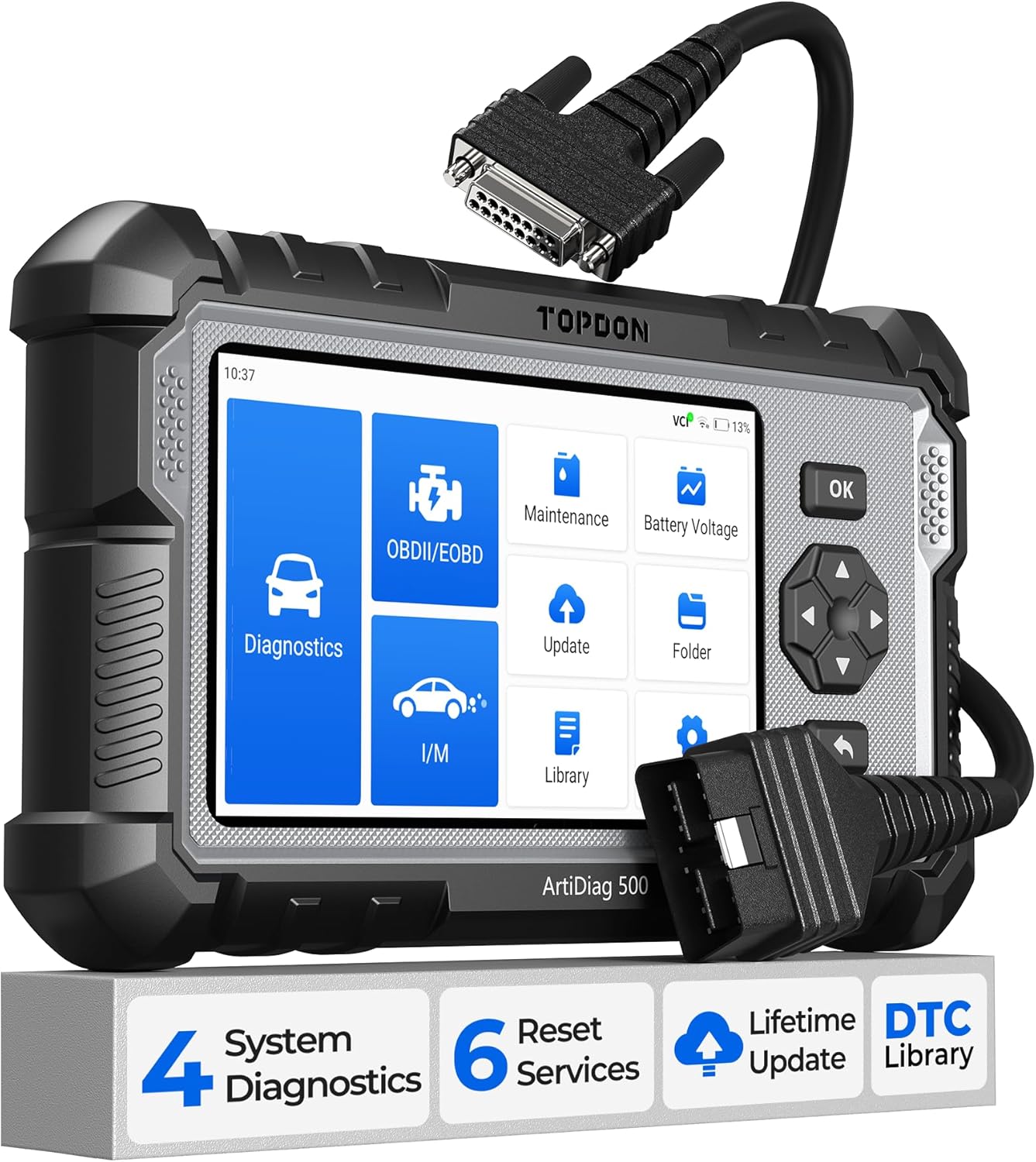TOPDON OBD2 Code reader Scanner ArtiDiag500, Engine ABS SRS Transmission Car Diagnostic Tool for all cars, 6 Reset Services for Oil/SAS/TPMS/ETS/BMS/Brake, Wi-Fi Free Update
