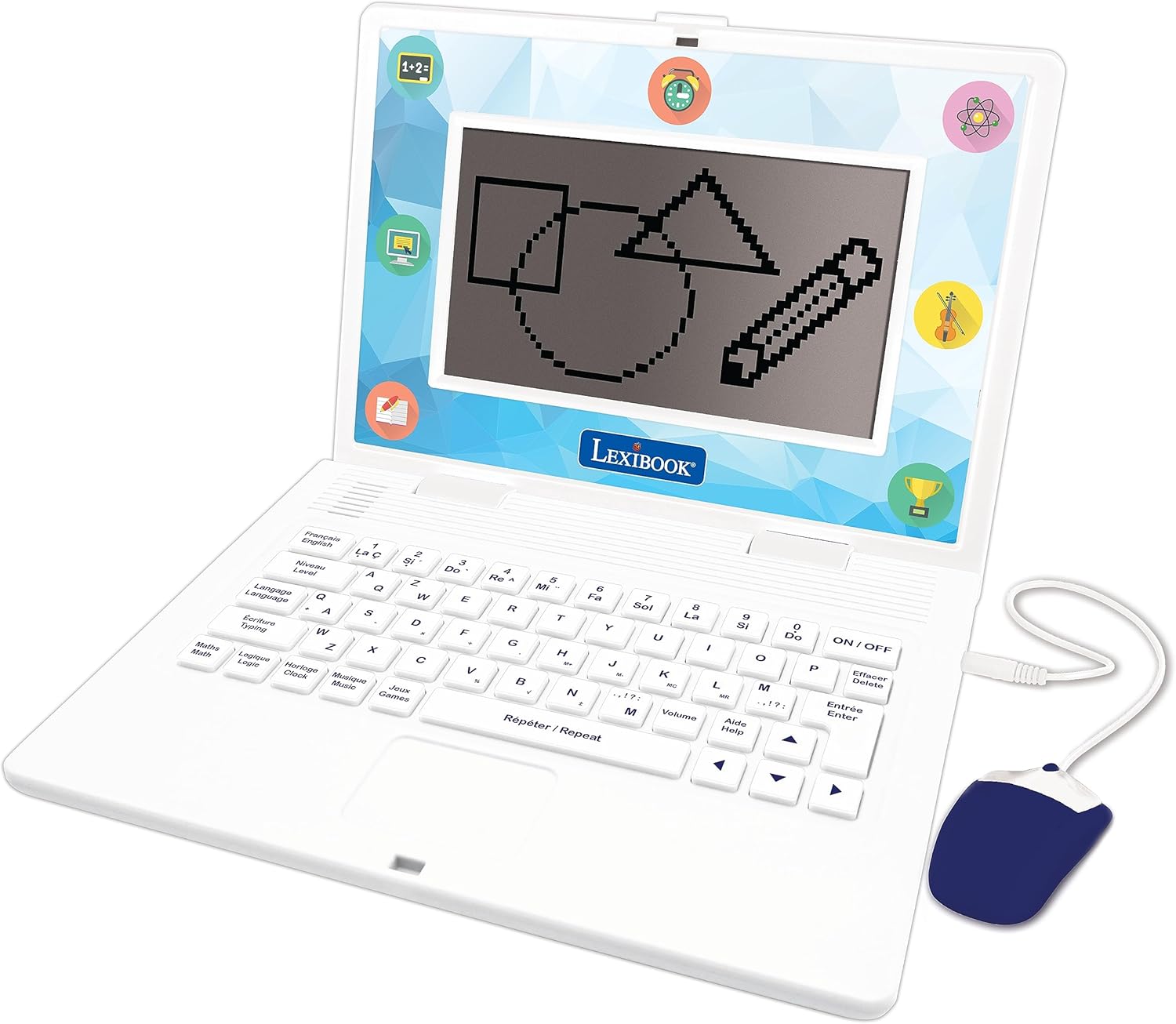 Lexibook - Bilingual and Educational Laptop English/Spanish - Toy for Children, 170 Activities to Learn Languages, Mathematics, Logic, Clock Reading, Play Games and Music, Large Screen - JC599i2