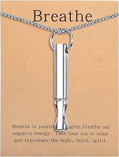 Mindfulness Breathing Necklace Stress Relief Pendant Stainless Steel Anxiety Breathe Necklace for Women Men