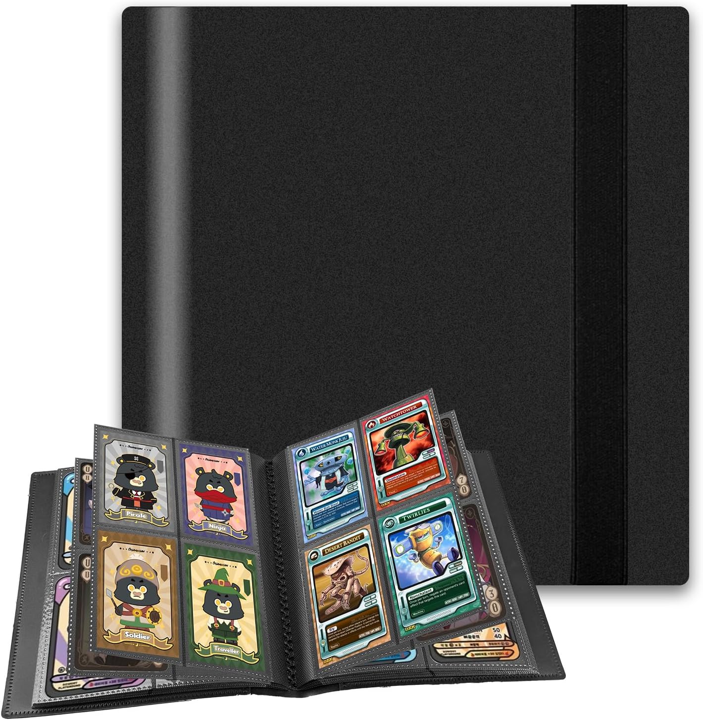 4-Pocket Trading Card Binder, 30 Pages Holding 240 Pockets, PU Trading Card Album Card Folder Card Binder Holder Album for MTG, TCG, Pokemon Yu-Gi-Oh, Basketball Sports Cards, Game Cards