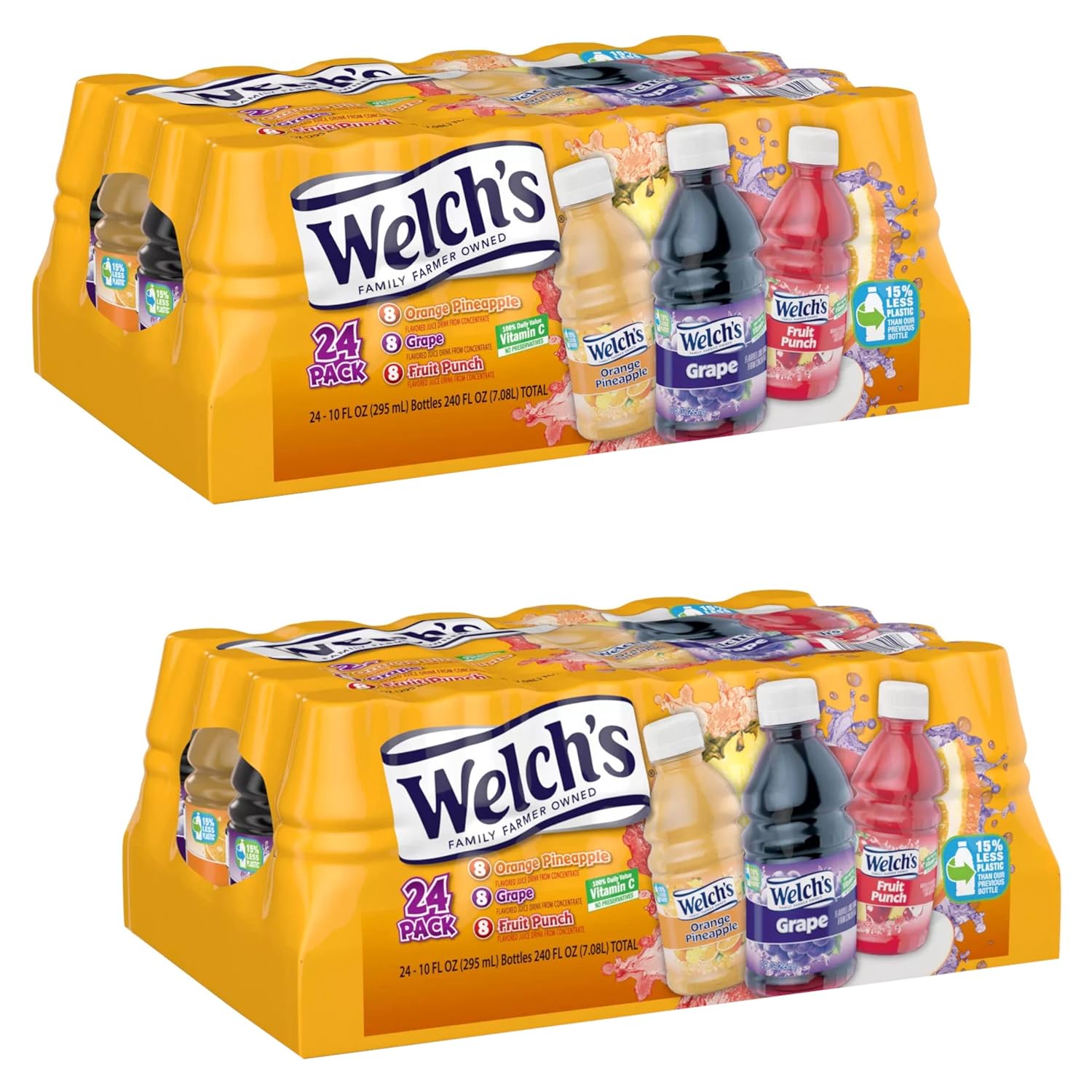 Welch's Variety Pack - Orange Pineapple, Grape and Fruit Punch - No Preservatives - Rich Source of Vitamin C - Ready Set Gourmet Donate a Meal Program - 2 Pack (10oz / 24pk Each)