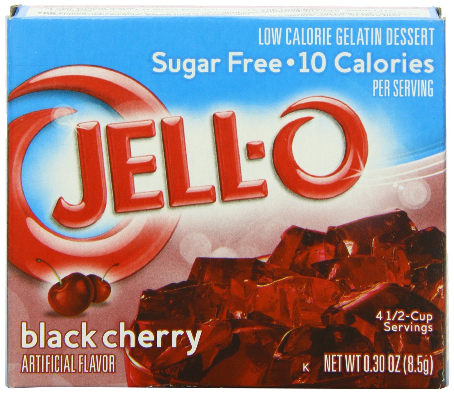 Jell-O Sugar Free Black Cherry Low Calorie Gelatin Dessert 1 x 8.5g Box